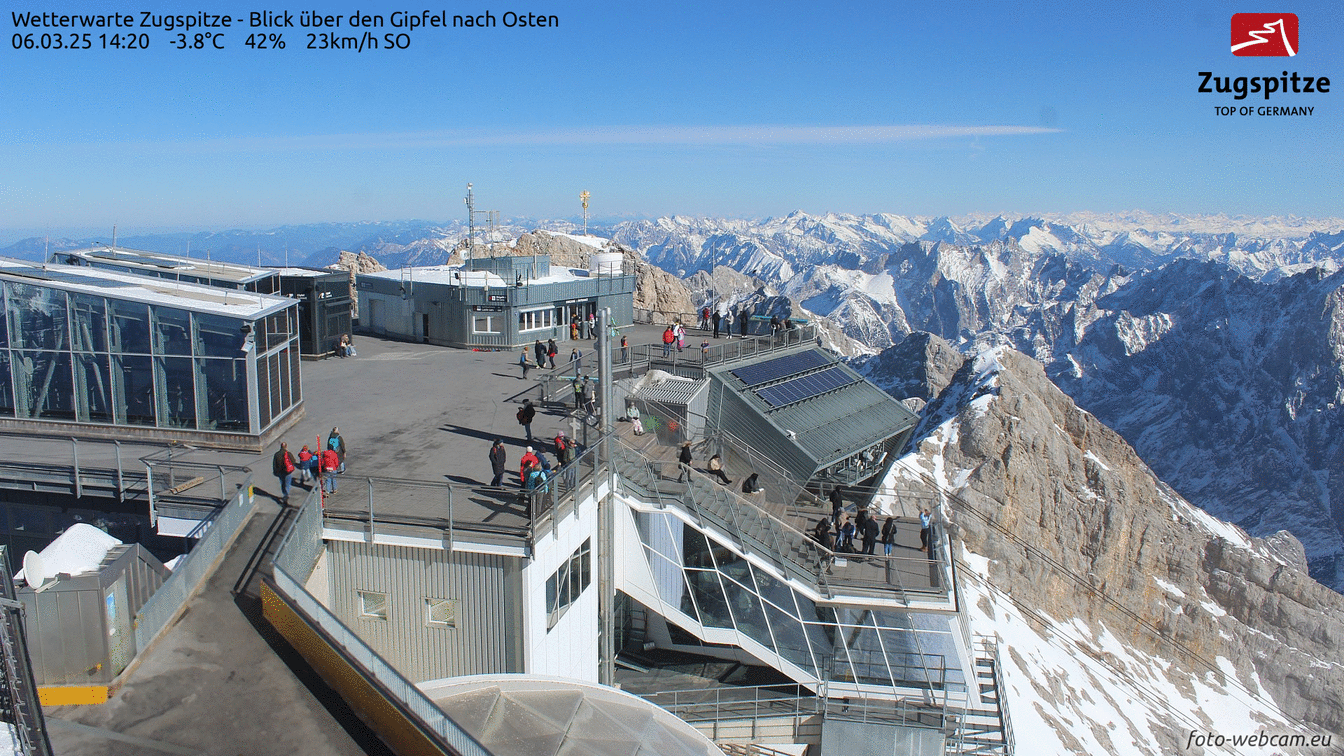 Animation de la webcam à la Zugspitze (2962 m) avec vue vers l'est.
