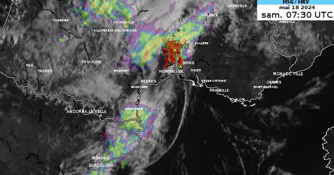 Image visible MSG, Radar composite.