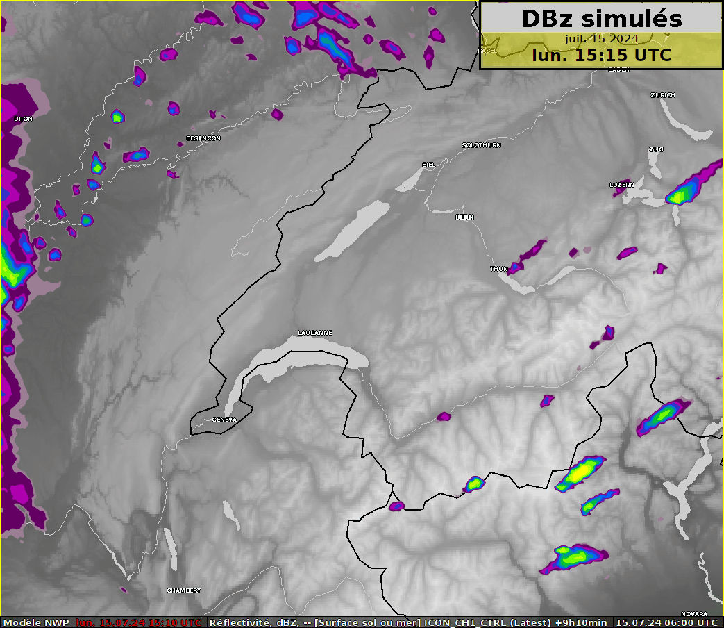 Simulation radar du modèle ICON-CH1