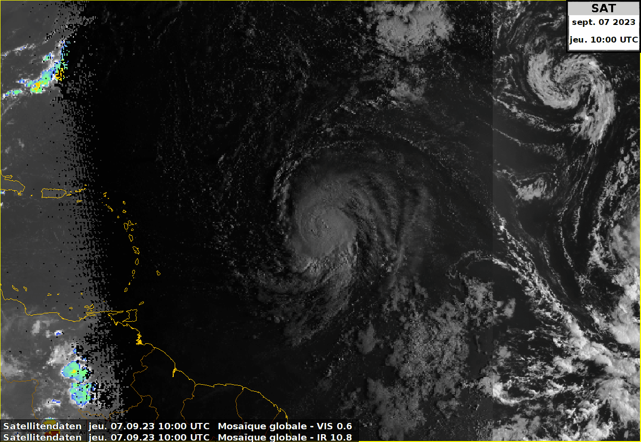 Figure 1. Animation satellite de l’ouragan LEE, en pleine phase d’intensification. Source : NinJo