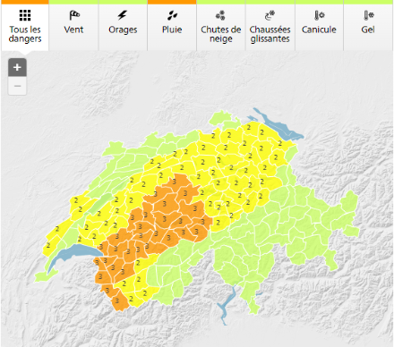 Carte des dangers du 28.09.2022