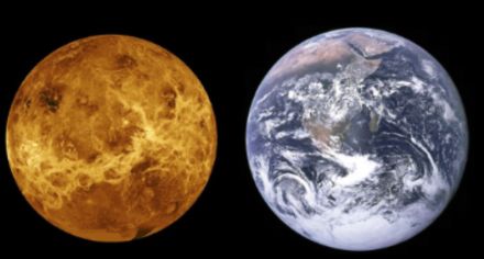 Images juxtaposées de Venus et de la Terre