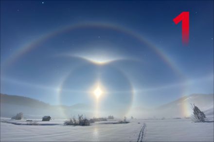 Des cristaux de glace forment un spectacle de lumière dans le ciel de Rothenthurm, décembre 2021. Photo : MétéoSuisse, Melanie Ruosch