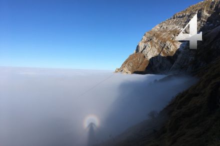Spectre du Broken avec gloire, au Säntis en novembre 2020. Photo: MétéoSuisse, Markus Kägi.