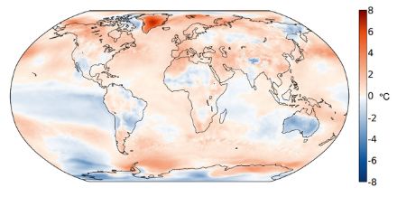 Carte mondiale des anomalies de température pendant l'automne boréal 2022 