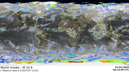 Fig. 1 : Les satellites météorologiques fournissent une couverture presque totale de la surface de la Terre.