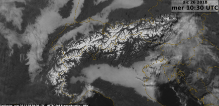 Fig. 4 : Sur le Plateau comme dans la vallée du Pô, vers midi le 26 mars 2018, il y avait encore de vastes étendues de brouillard.
