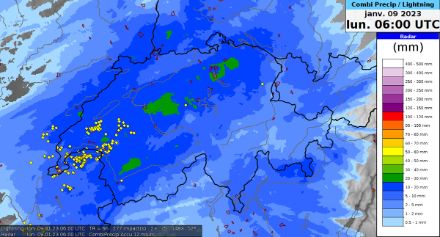 Carte des cumuls de précipitations sur la Suisse.