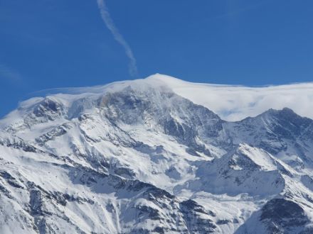 Ambiance hivernale sur le Weisshorn capturée depuis Zinal, le 20 février 2022. 