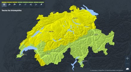 Carte des dangers de MétéoSuisse pour mercredi 08.03.2023.