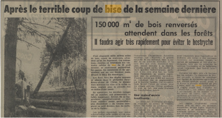 Extraits de presse les jours suivants la tempête de bise du 25 avril 1972. Source 24 heures, 5 mai 1972