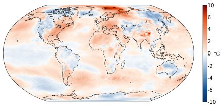 Carte mondiale des températures hivernales 2023.