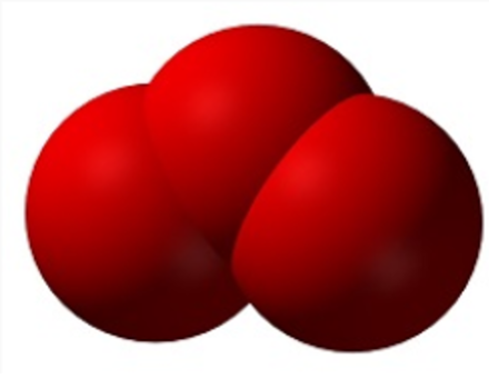 Molécule d’ozone (O3), comportant trois atomes d’oxygène. Source : energyeducation.ca