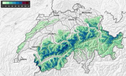 Quantités de neige cumulées en 3 jours, de vendredi 7h à lundi 8h 