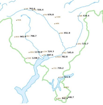En avril 1986, les situations de barrage du sud se sont multipliées dans des proportions extrêmes. Ainsi, pas moins de 24 jours de précipitations ont été recensés au Tessin. Les cumuls mensuels étaient parfois extrêmement élevés. Dans les Centovalli et la vallée d'Onsernone, régions qui connaissent les plus forts cumuls de pluie en cas de barrage du sud, on a enregistré environ 1200 mm. Cela correspond à peu près à la somme annuelle en de nombreux endroits du nord des Alpes.