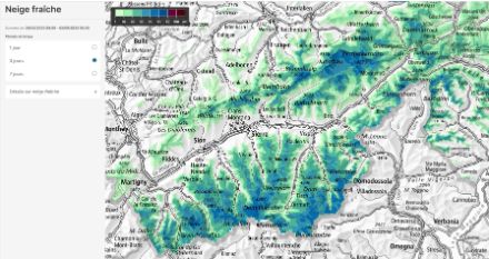 Quantité de neige fraîche tombée en 3 jours, entre samedi matin 29 avril et mardi 2 mai, 8h