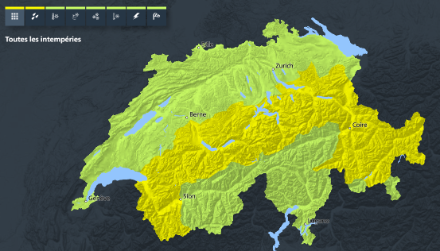 Carte de danger de MétéoSuisse