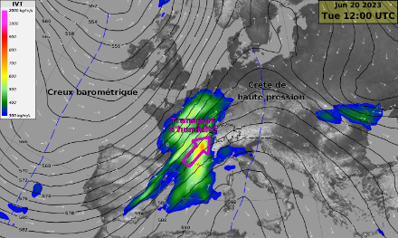 Figure 2 : comme la Figure 1, mais pour mardi 20 juin 2023 à 14 h locale (12 UTC).