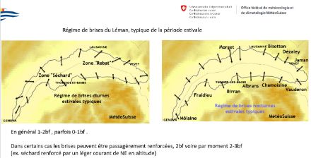 Régime de brises diurnes et nocturnes du Léman 