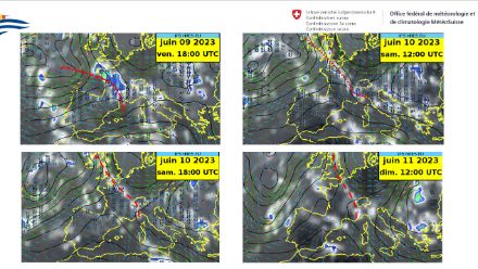"Ligne de convergence" en provenance du sud-ouest, venant s'échouer sur l'ouest de la Suisse