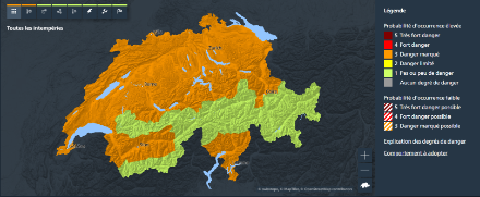 Fig 1: carte des avertissements de MétéoSuisse