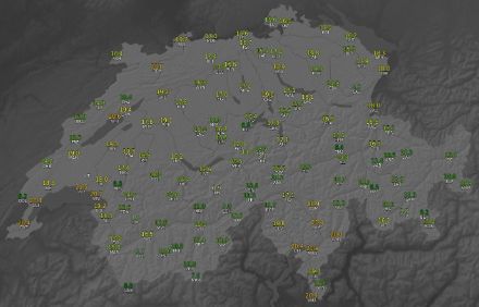Figure 1. Températures minimales observées dans la nuit du 31 juillet au 1er août 2023. Lorsque la température ne descend pas en dessous de 20 °C, on parle de nuit tropicale. 