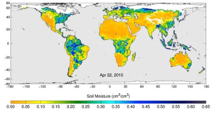 Fig 1 : Humidité du sol mesurée par satellite