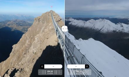 Webcam des Diablerets (vue sur le Sex Rouge, 2972 m, VD) le 13 octobre 2023 (gauche) et le 1er novembre 2023 (droite). 