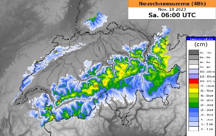 Carte des chutes de neige prévues