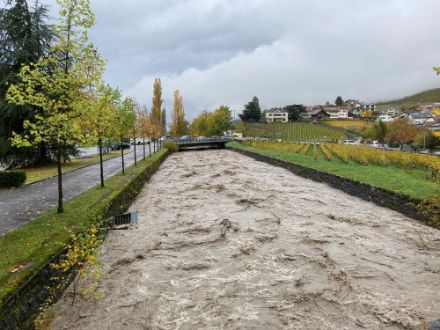 Situation dans le Chablais, ici dans le secteur d'Aigle, d'importantes précipitations sont tombées depuis dimanche. 