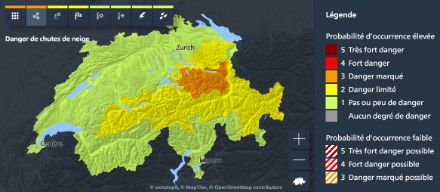 Carte des dangers de MétéoSuisse
