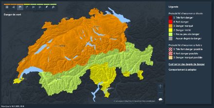 Carte d'alerte de vent