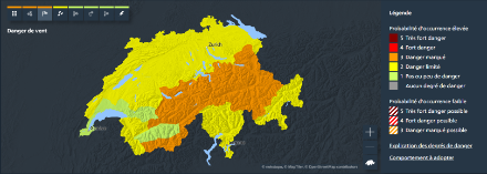 Carte d'avertissement vent, situation vendredi midi. 