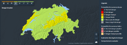 Carte d'avertissement pluie, situation vendredi midi