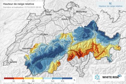 Hauteur de neige relative en %