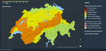 Figure 4 : carte des dangers de pluie.