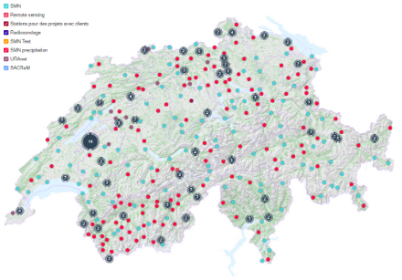 Fig. 1 : Le réseau de stations de mesure automatique SwissMetNet.