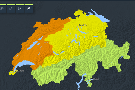 Carte des avertissements de vent valide jeudi 22.02.2024. 