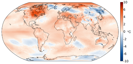 Carte mondiale des anomalies de température au cours de l'hiver boréal 2023/24. 