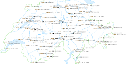 Records de températures maximales les plus basses depuis le début des mesures en 1864. Source : Climap@MétéoSuisse