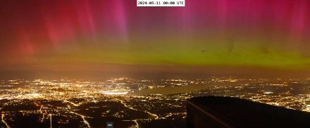 Aurore boréale vue depuis le téléphérique du Salève