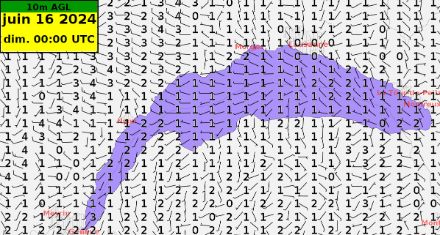 Dans la nuit de samedi à dimanche, vents variables et faibles (brises nocturnes).