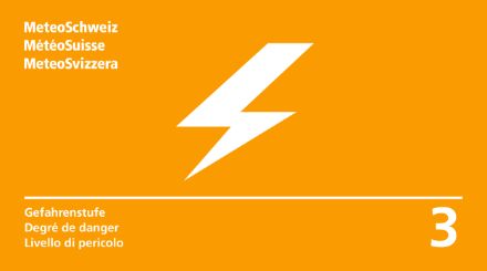 Illustration d'un degré de danger 3 pour des orages violents.