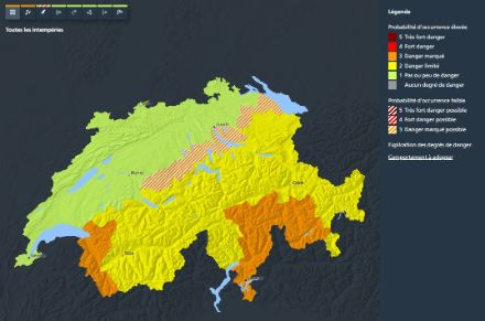 Carte d'avertissement pour samedi et dimanche.