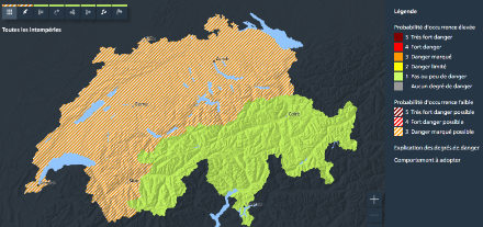 Carte de dangers de MétéoSuisse