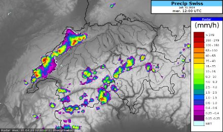 Image radar du mercredi 31 juillet 2024 à 14 heures locales.