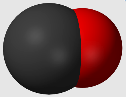 Molécule de monoxyde de carbone. Source : Wikipédia