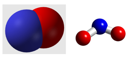 Molécules d'oxyde et dioxydes d'azote. Source : Wikipedia