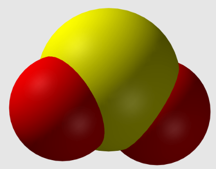 Molécule de dioxyde de soufre. Source : Wikipedia