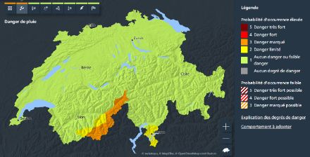 Carte des dangers de MétéoSuisse du 04.09.2024.